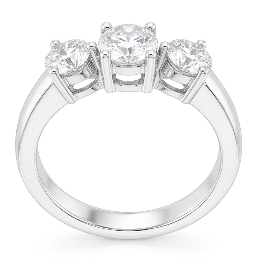 1.50 Karat Runder Natürliche Aus der Erde Abgebauter Natürlicher Diamant Drei-Steine-Jubiläumsring Weißgold 14K
