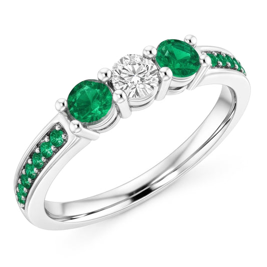 1.50 Karat Smaragd & Aus der Erde Abgebauter Natürlicher Diamant Ring Weißgold 14K
