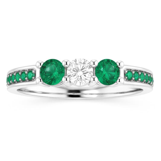 1.50 Karat Smaragd & Aus der Erde Abgebauter Natürlicher Diamant Ring Weißgold 14K