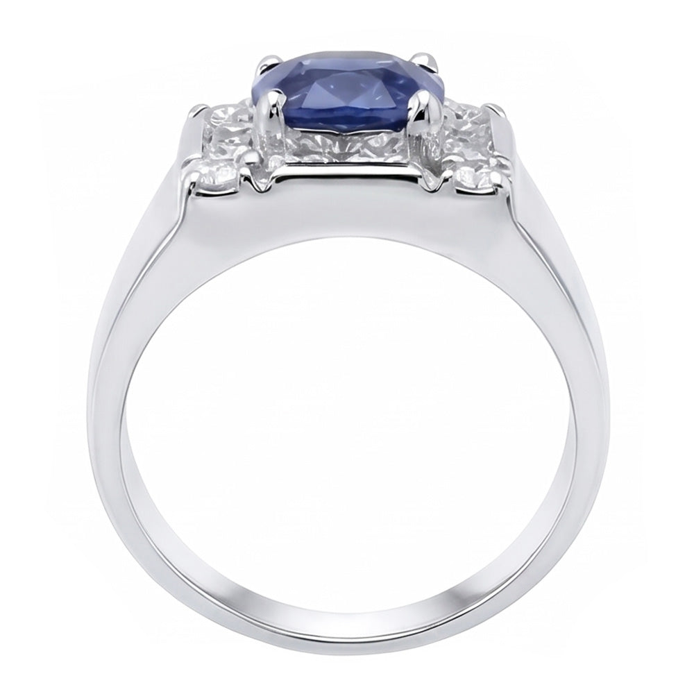 1.56 Kt. srilankischer Saphir-Aus der Erde Abgebauter Natürlicher Diamant-Ring 14K Weißgold