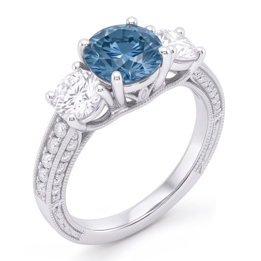 1.60 Karat Blauer Aus der Erde Abgebauter Natürlicher Diamant Verlobungsring Weißgold 14K