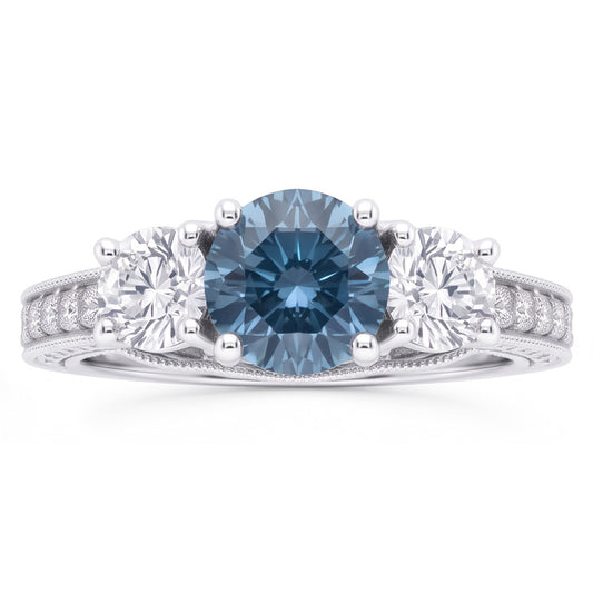 1.60 Karat Blauer Aus der Erde Abgebauter Natürlicher Diamant Verlobungsring Weißgold 14K