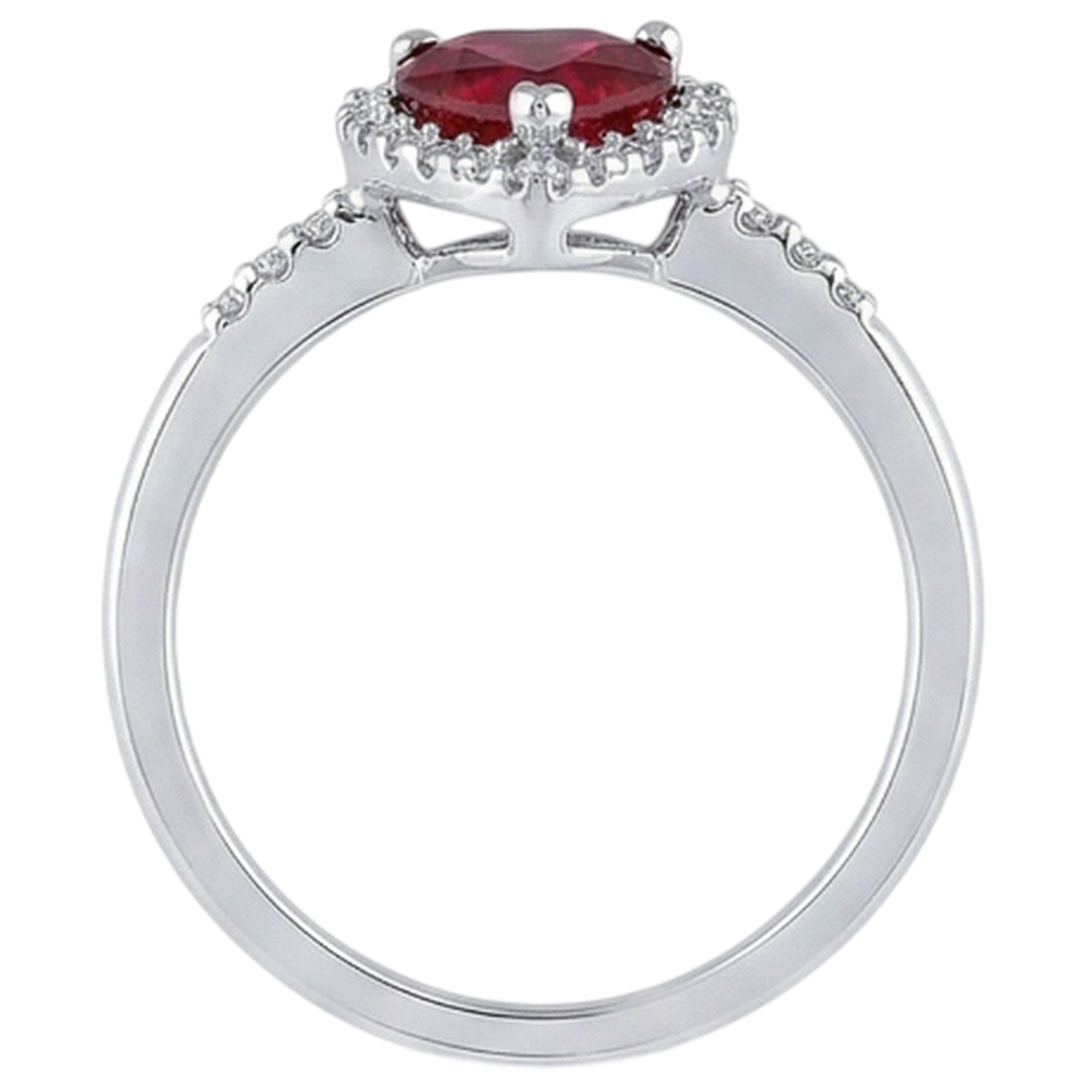 1.65 Roter Rubin im Herzschliff mit Aus der Erde Abgebauter Natürlicher Diamant Halo Ring Weißgold 14K