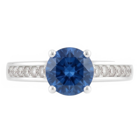 1.65 ct runder blauer Aus der Erde Abgebauter Natürlicher Diamant-Verlobungsring-Edelstein