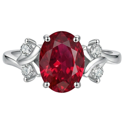 1.70 Karat Roter Rubin Mit Aus der Erde Abgebauter Natürlicher Diamanten Ring Ausgefallener Schmuck 14K Krappenset