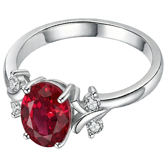 1.70 Karat Roter Rubin Mit Aus der Erde Abgebauter Natürlicher Diamanten Ring Ausgefallener Schmuck 14K Krappenset