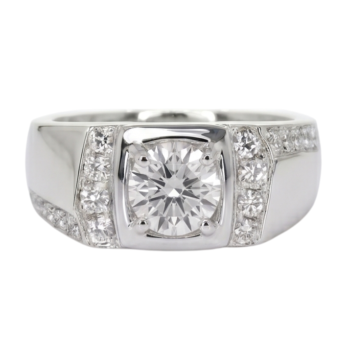 1.75 Karat Runder Echt Aus der Erde Abgebauter Natürlicher Diamant Jubiläumsring Weißgold 14K