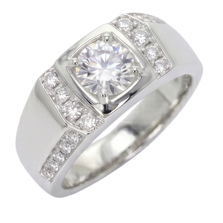 1.75 Karat Runder Echt Aus der Erde Abgebauter Natürlicher Diamant Jubiläumsring Weißgold 14K