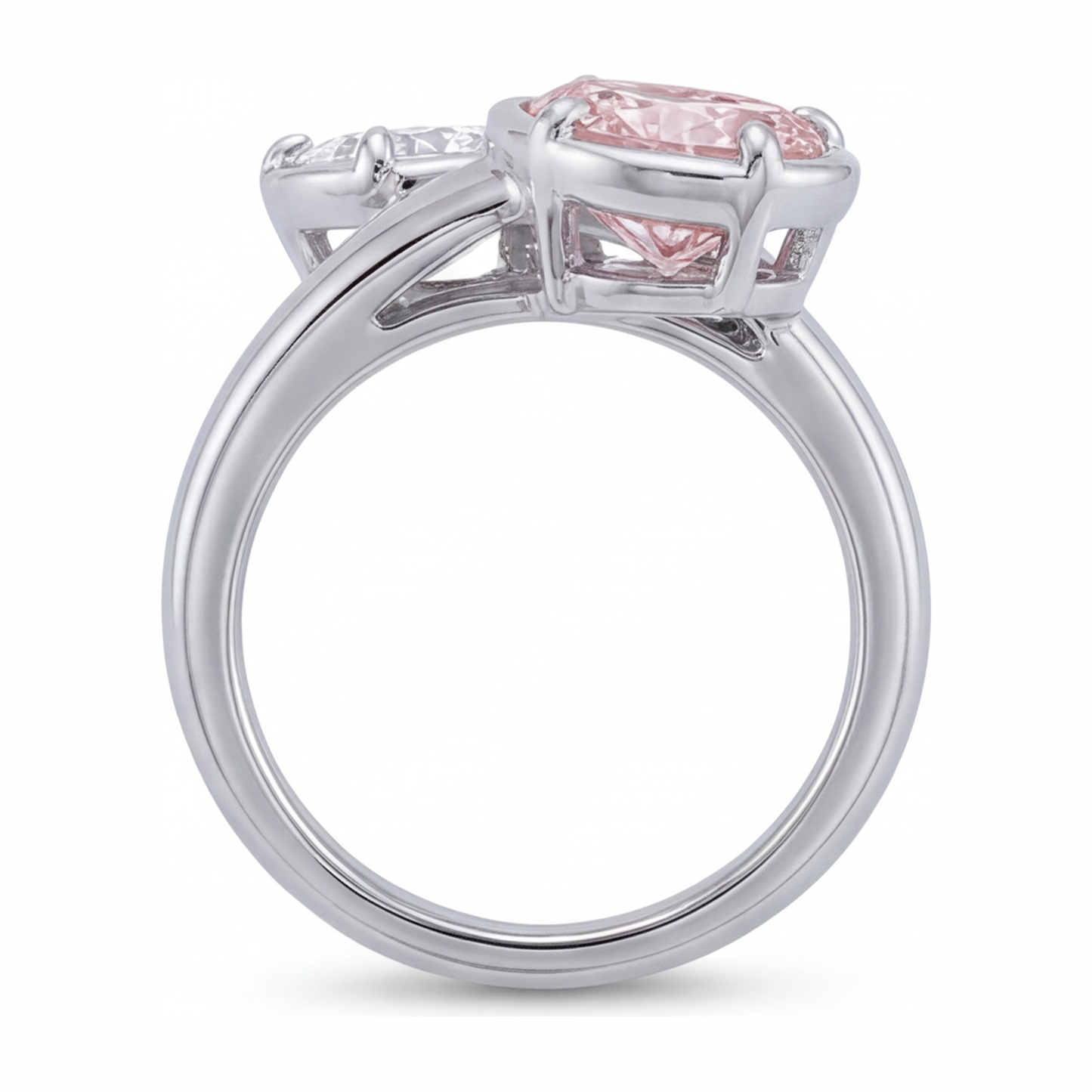 Ovaler Bypass-Ring aus 14 Karat Weißgold mit im Labor gezüchtetem rosa Diamanten, 1,75 Karat