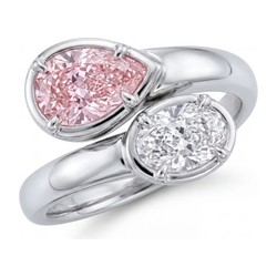 Ovaler Bypass-Ring aus 14 Karat Weißgold mit im Labor gezüchtetem rosa Diamanten, 1,75 Karat