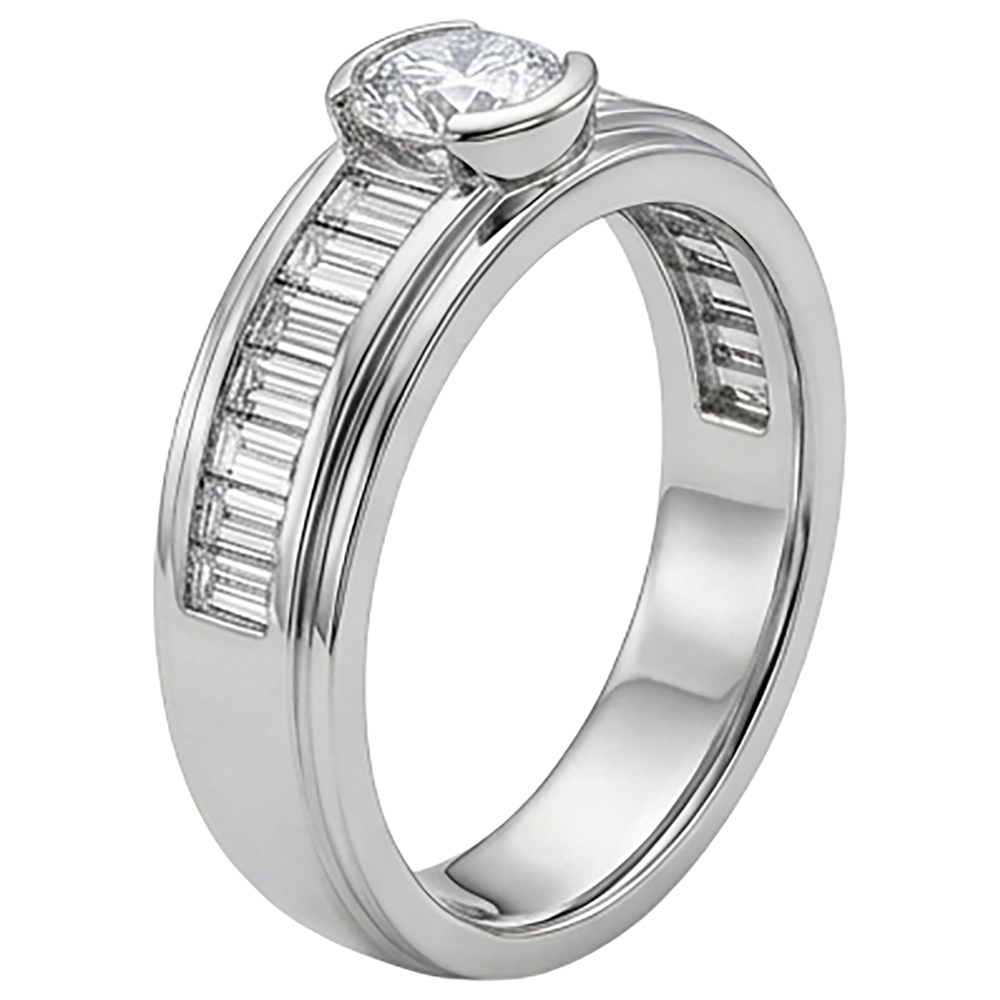 1.85 Karat Aus der Erde Abgebauter Natürlicher Diamant Weißgold 14K Herrenring halbe Lünette Set