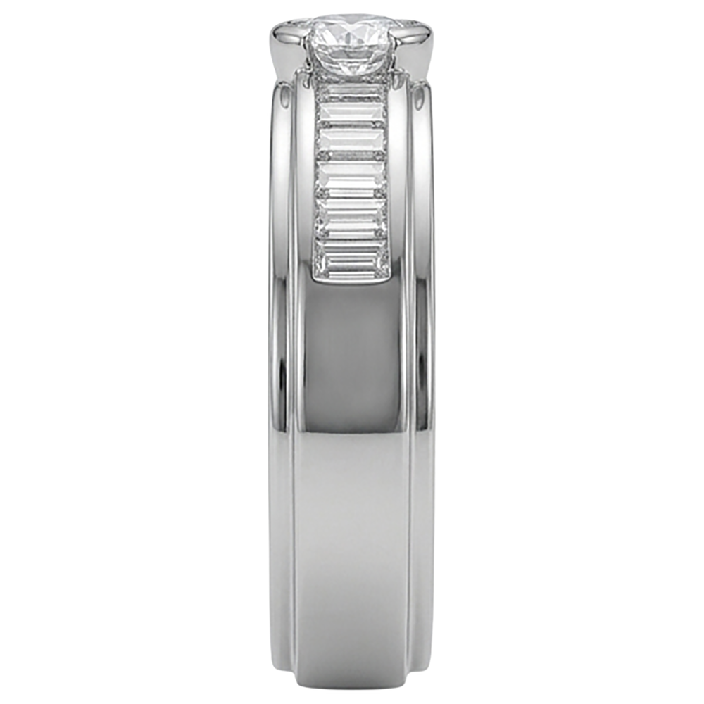 1.85 Karat Aus der Erde Abgebauter Natürlicher Diamant Weißgold 14K Herrenring halbe Lünette Set