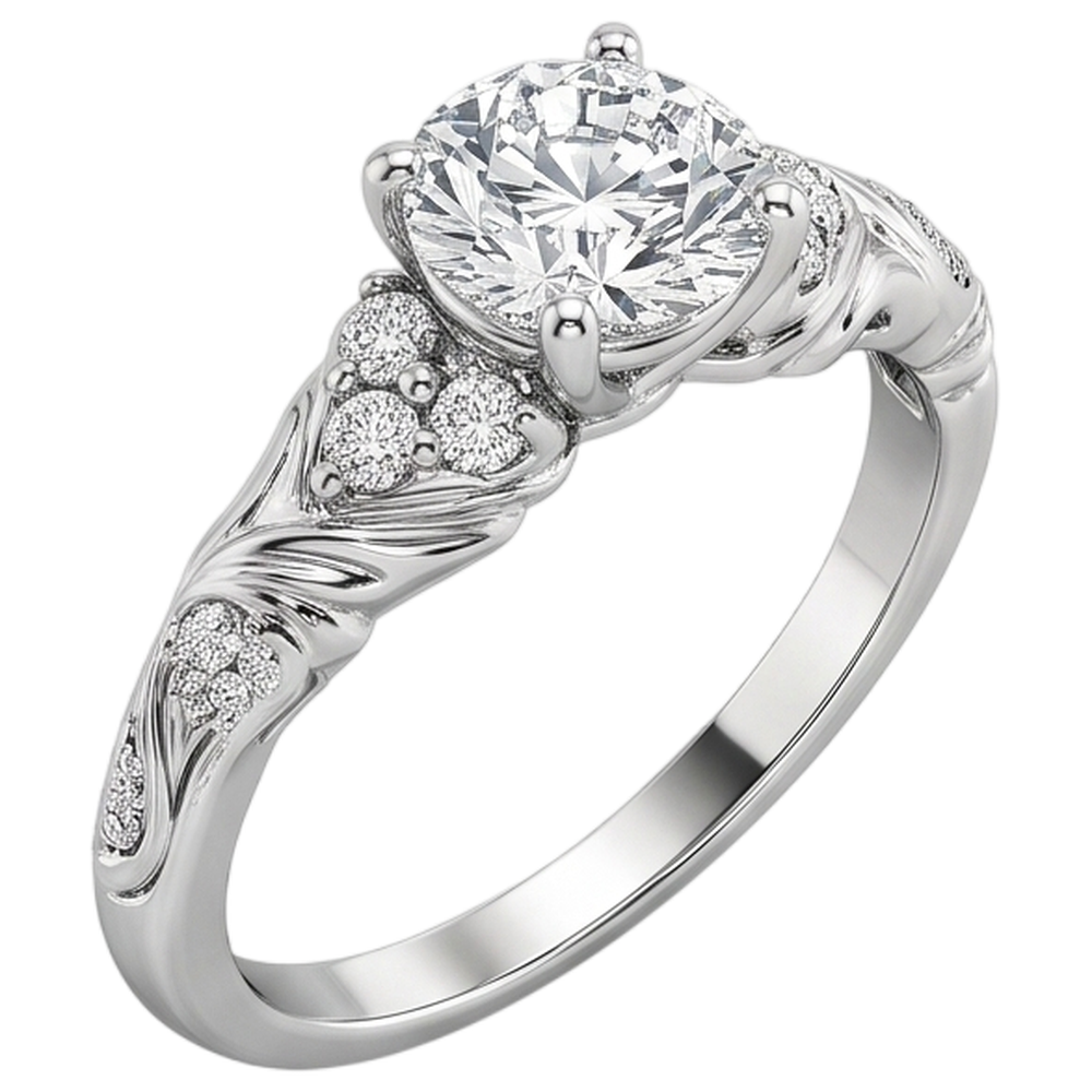 1.85 Karat Echt Aus der Erde Abgebauter Natürlicher Diamanten im Rundschliff Antik-Stil Verlobungsring