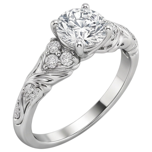 1.85 Karat Echt Aus der Erde Abgebauter Natürlicher Diamanten im Rundschliff Antik-Stil Verlobungsring