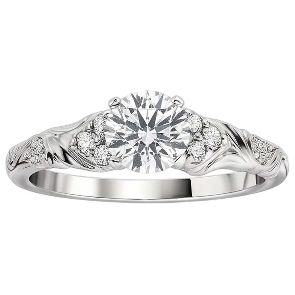 1.85 Karat Echt Aus der Erde Abgebauter Natürlicher Diamanten im Rundschliff Antik-Stil Verlobungsring