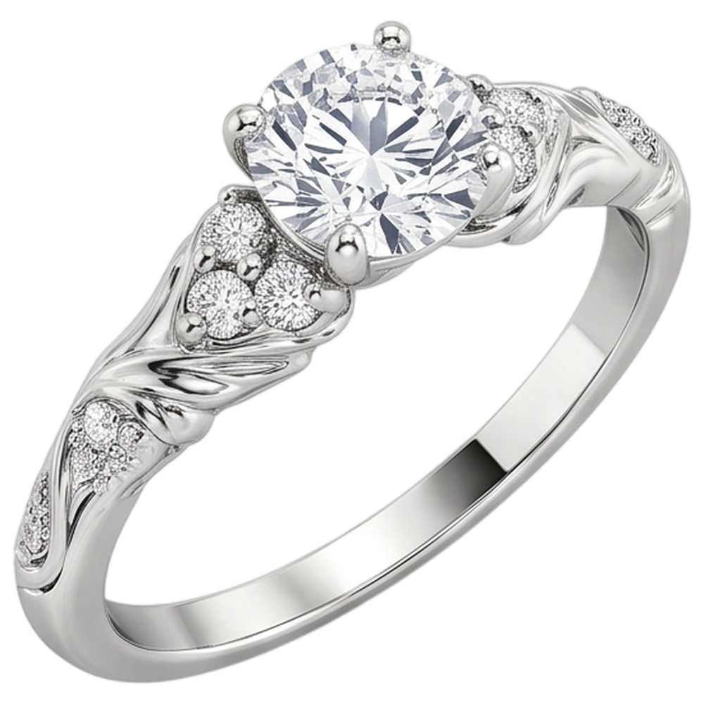 1.85 Karat Echt Aus der Erde Abgebauter Natürlicher Diamanten im Rundschliff Antik-Stil Verlobungsring