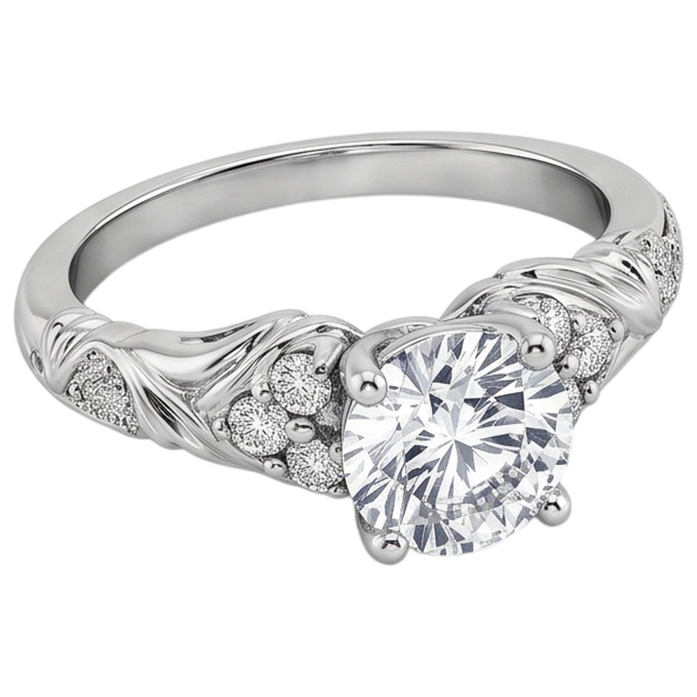 1.85 Karat Echt Aus der Erde Abgebauter Natürlicher Diamanten im Rundschliff Antik-Stil Verlobungsring
