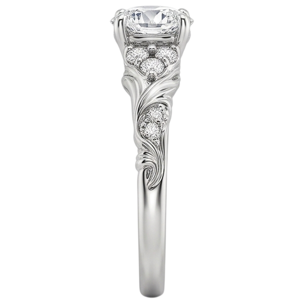 1.85 Karat Echt Aus der Erde Abgebauter Natürlicher Diamanten im Rundschliff Antik-Stil Verlobungsring