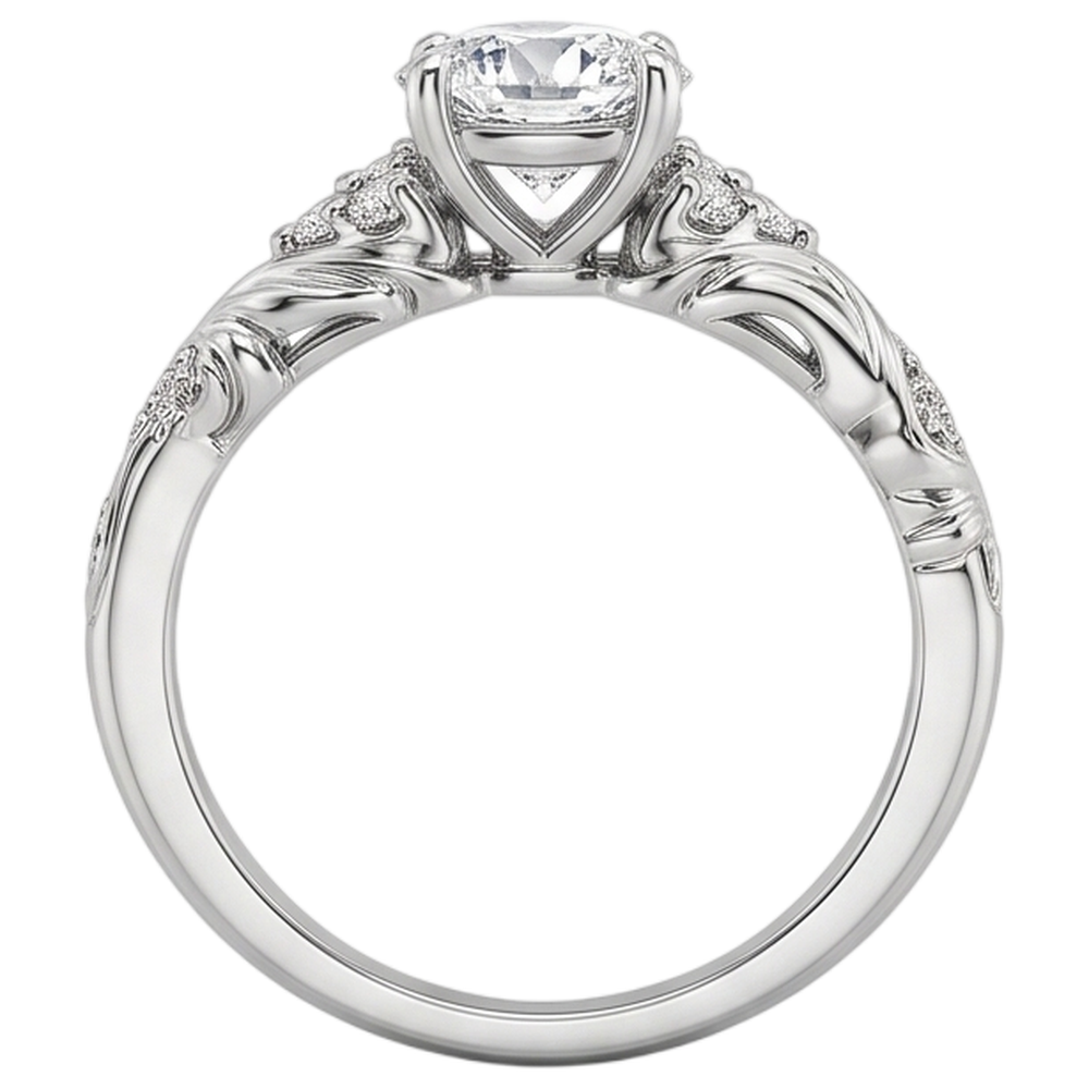 1.85 Karat Echt Aus der Erde Abgebauter Natürlicher Diamanten im Rundschliff Antik-Stil Verlobungsring
