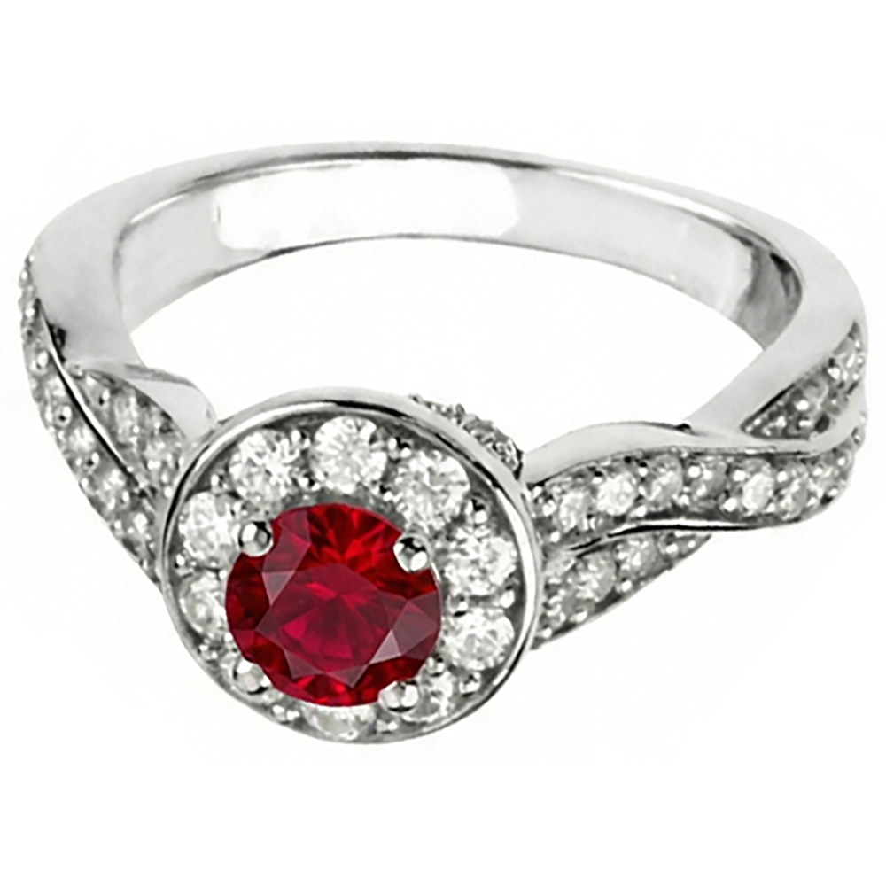 echter round rubin 1.85Karat ring Vorderansicht