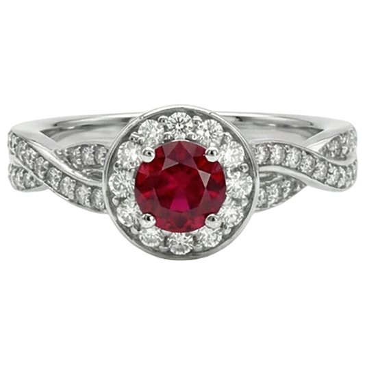 echter round rubin 1.85Karat ring Seitenansicht