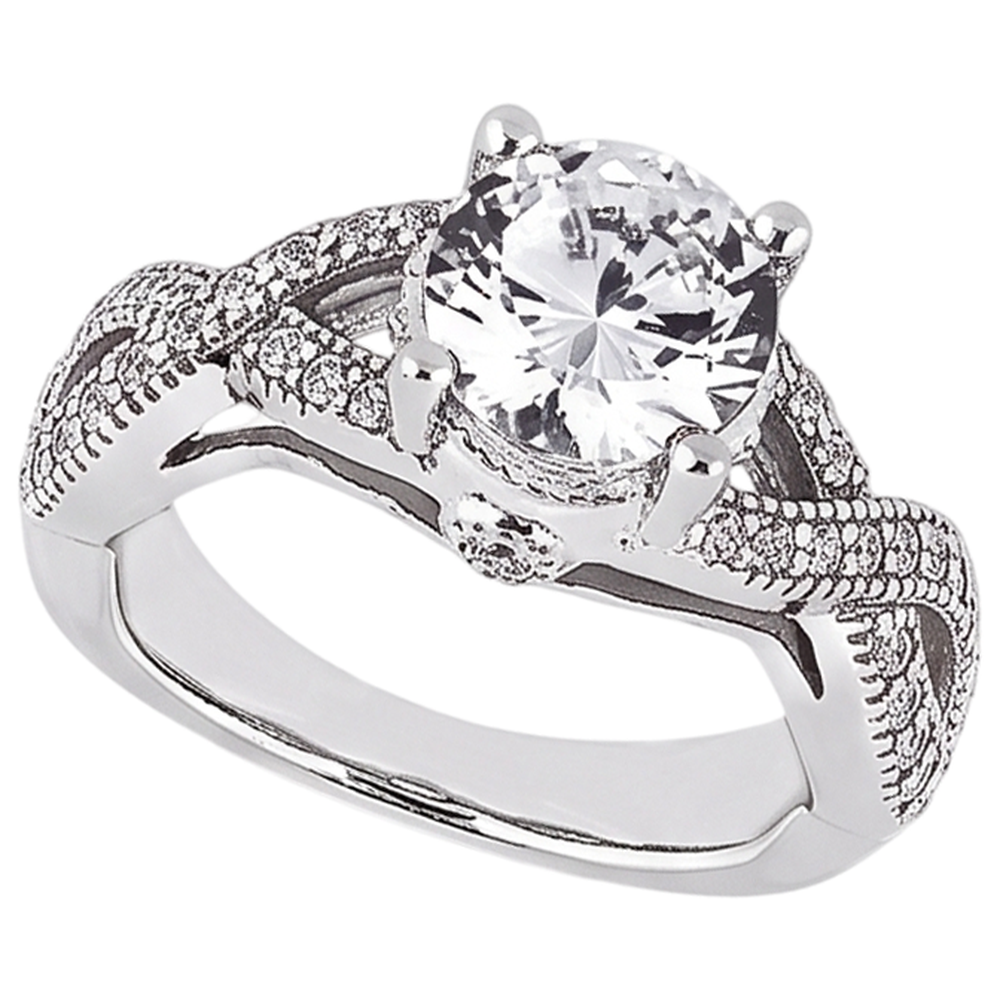 1.87 Karat Natürliche Aus der Erde Abgebauter Natürlicher Diamant-Verlobungsring mit gedrehtem Schaft im Rundschliff