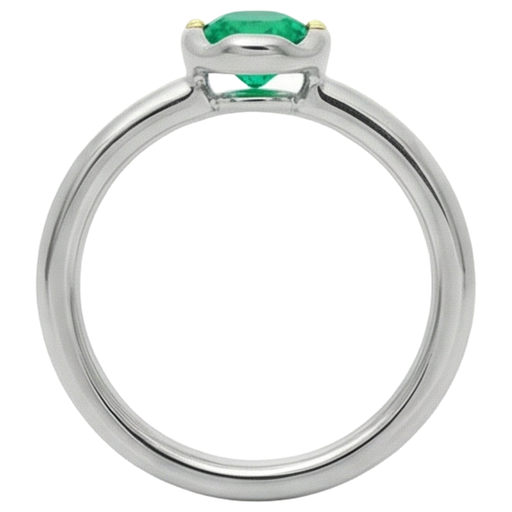 Smaragd Schmuckstein-Ring 1-Karat 14 Karat Zweifarbig Gold – Draufsicht