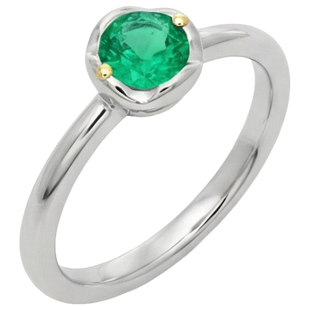 Brillantschliff Smaragd Ring in 14 Karat Zweifarbig Gold – Seitenansicht