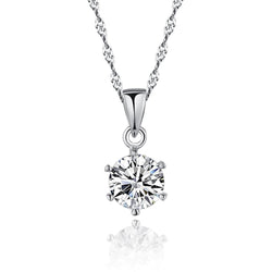 1 Carat Solitaire Runden Echt DiamantNecklace Pendant White Gold 14K