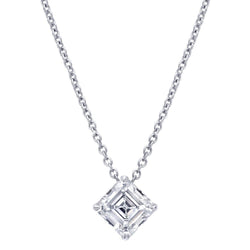 1 Karat Asscher Natürliche Diamant Halskette Anhänger Weißgold 14K Damen Schmuck