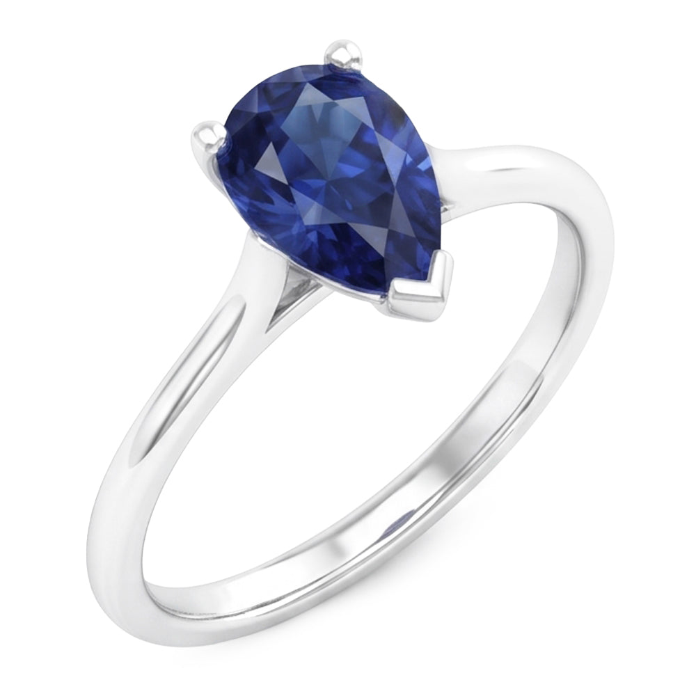 1 Karat Ceylon Saphir Solitär Ring Birnenschliff Kathedrale Fassung