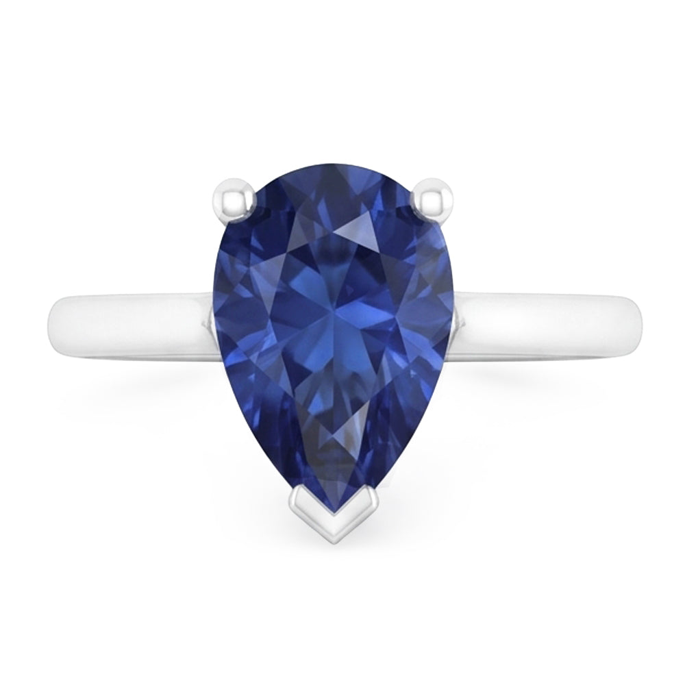 1 Karat Ceylon Saphir Solitär Ring Birnenschliff Kathedrale Fassung