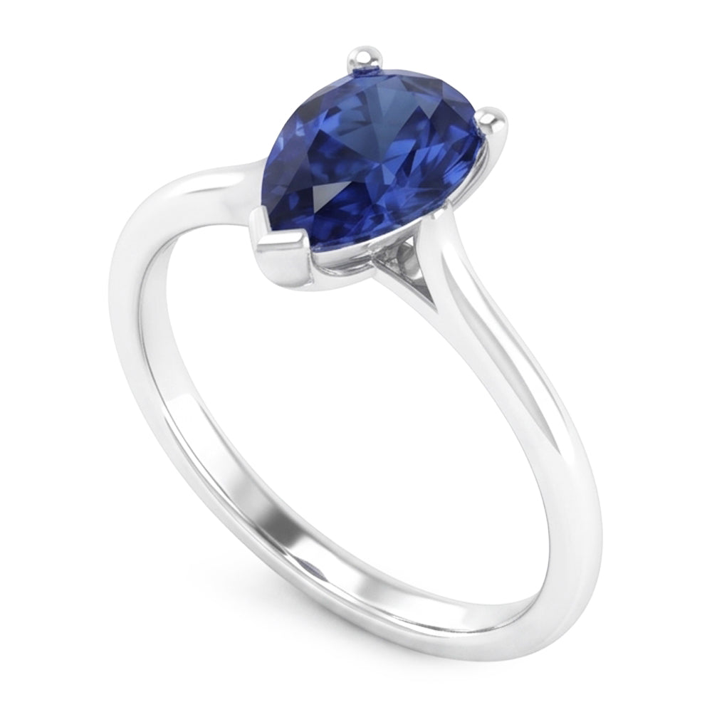 1 Karat Ceylon Saphir Solitär Ring Birnenschliff Kathedrale Fassung