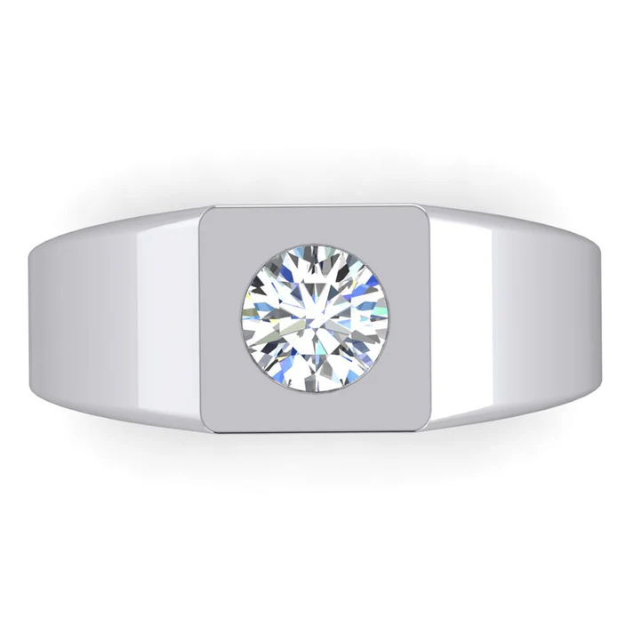 1 Karat F VS1 Echtdiamant-Solitärring für Herren aus 14 Karat Weißgold