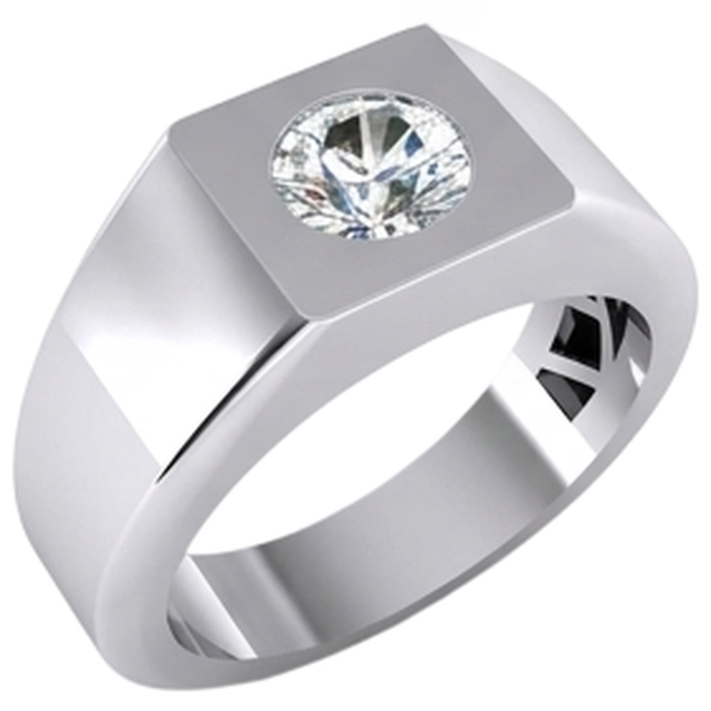 1 Karat F VS1 Echtdiamant-Solitärring für Herren aus 14 Karat Weißgold