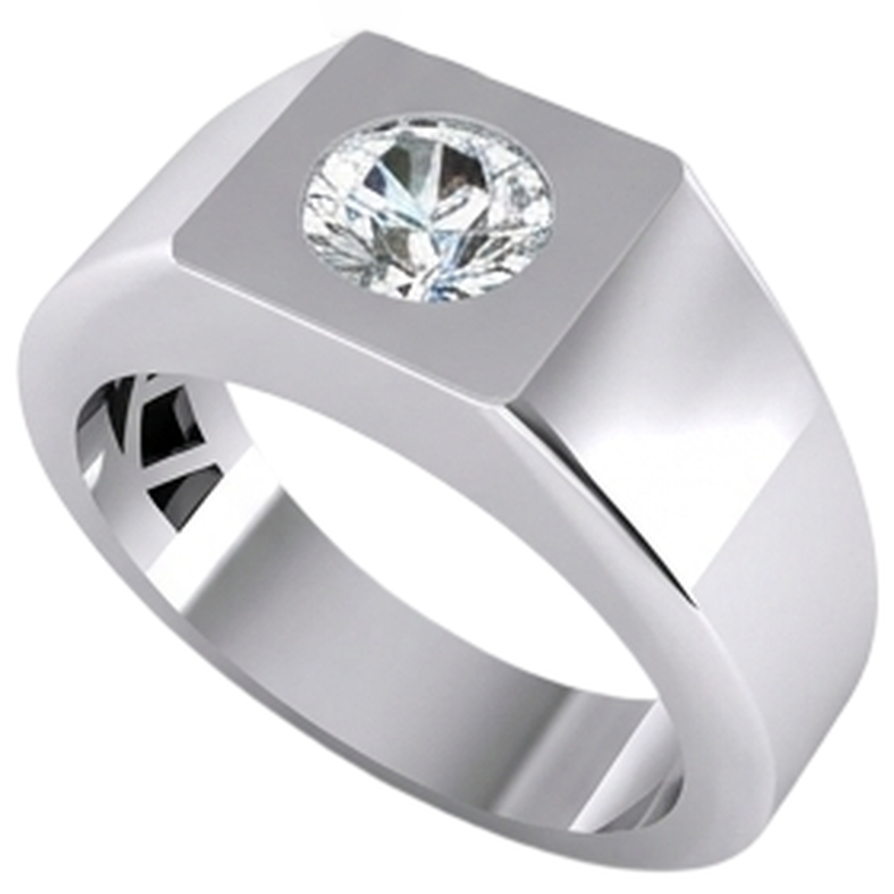 1 Karat F VS1 Echtdiamant-Solitärring für Herren aus 14 Karat Weißgold