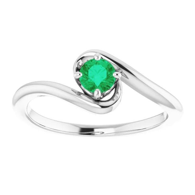 1 Karat Grün Smaragd Ring Freiform Schaftfassung Weißgold 14K