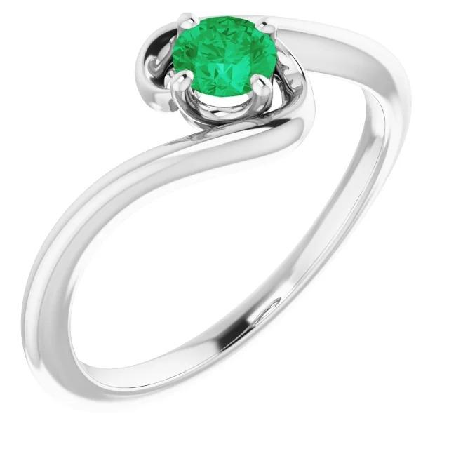 1 Karat Grün Smaragd Ring Freiform Schaftfassung Weißgold 14K