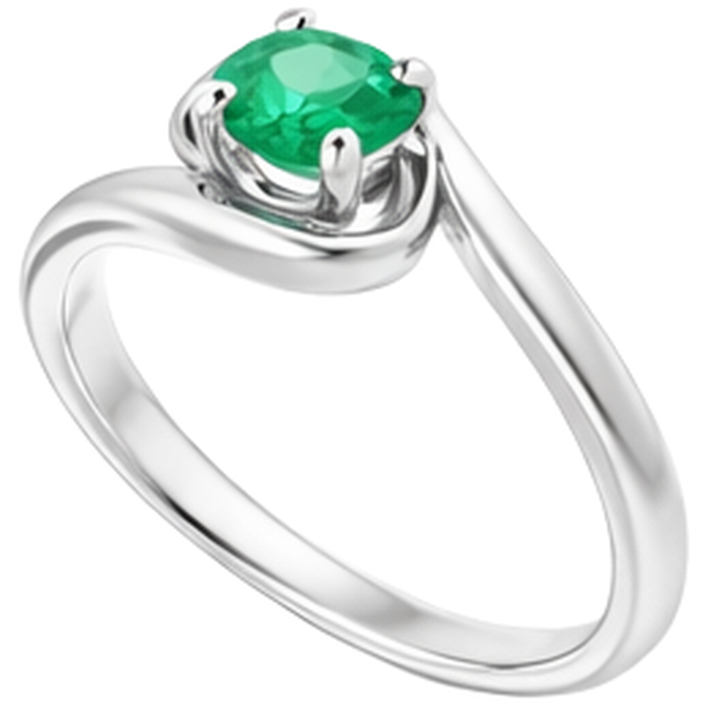 1 Karat Grün Smaragd Ring Freiform Schaftfassung Weißgold 14K