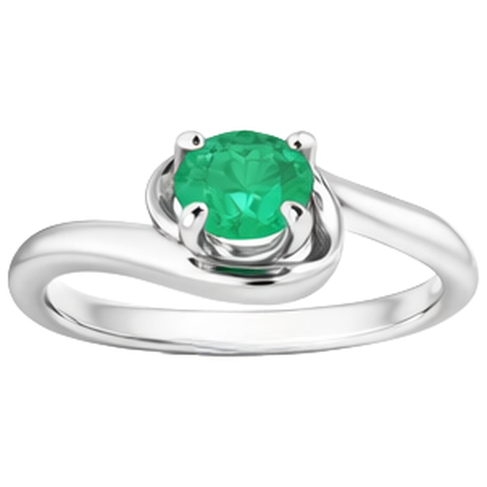 1 Karat Grün Smaragd Ring Freiform Schaftfassung Weißgold 14K