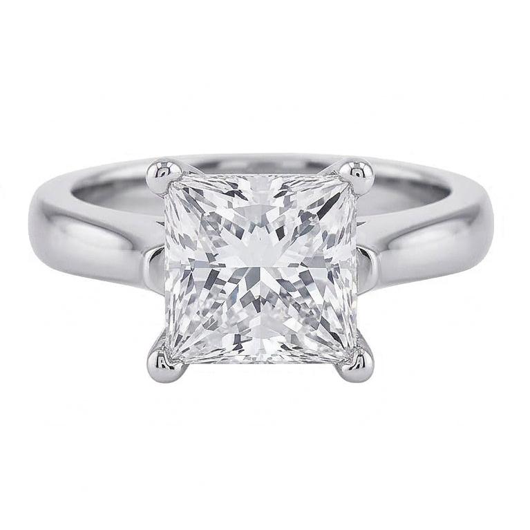 1 Karat Princess Cut Solitaire Aus der Erde Abgebauter Natürlicher Diamant Ehering 14K Weißgold