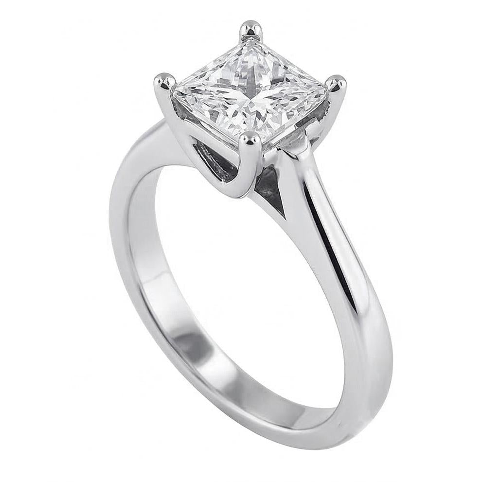 1 Karat Princess Cut Solitaire Aus der Erde Abgebauter Natürlicher Diamant Ehering 14K Weißgold