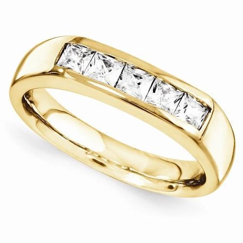 1 Karat Prinzessin Natürliche Diamant Jubiläumsring Gelbgold 14K