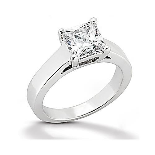 1 Karat Prinzessinnenschnitt Echt Diamant-Verlobungsring Weißgold 14K