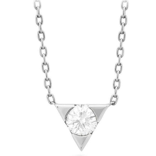 1 Karat Rundschliff-Echt Diamant-Dreieck-Anhänger-Halskette