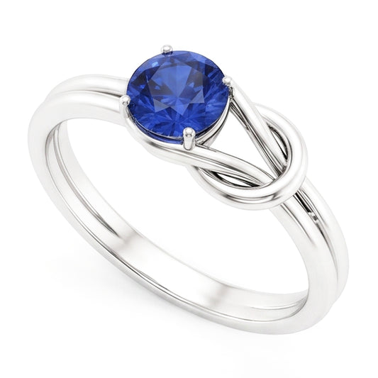1 Karat Solitaire Blauer Saphir Weißgold 14K Fancy Ring Schmuck Neu