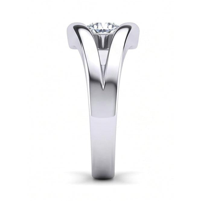 echter round diamant 1Karat ring Profilansicht