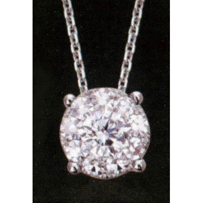 1 Karat runde Echt Diamant-Anhänger-Halskette mit Kette