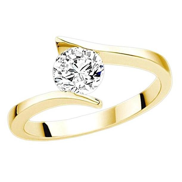 1 Karat runder Echt Diamant Solitaire Tension Style Gelbgoldring