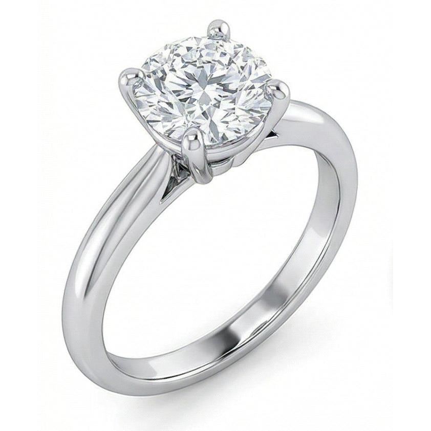 1 Karat runder Solitär-Echt Aus der Erde Abgebauter Natürlicher Diamant-Verlobungsring 14K Weißgold